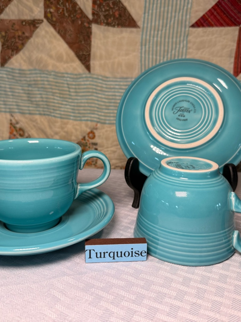 Fiesta Turquoise Teacup & Saucer set of 2
